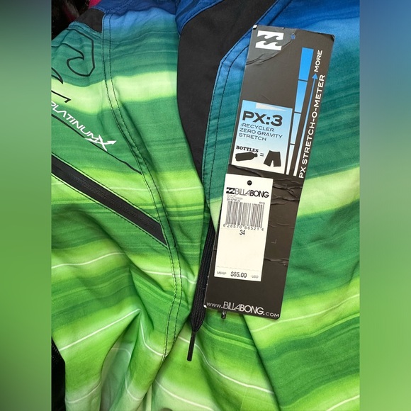 NWT BILLABONG Flux Stretch Boardshort Royal Green 22” ITEM NO. 19465M117TFLU - Picture 7 of 11